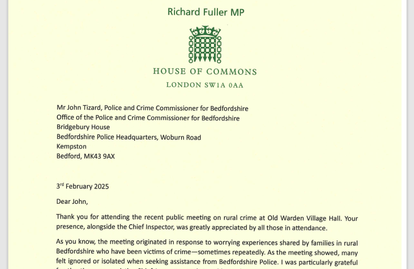 Image of Richard Fuller's letter to PCC John Tizard