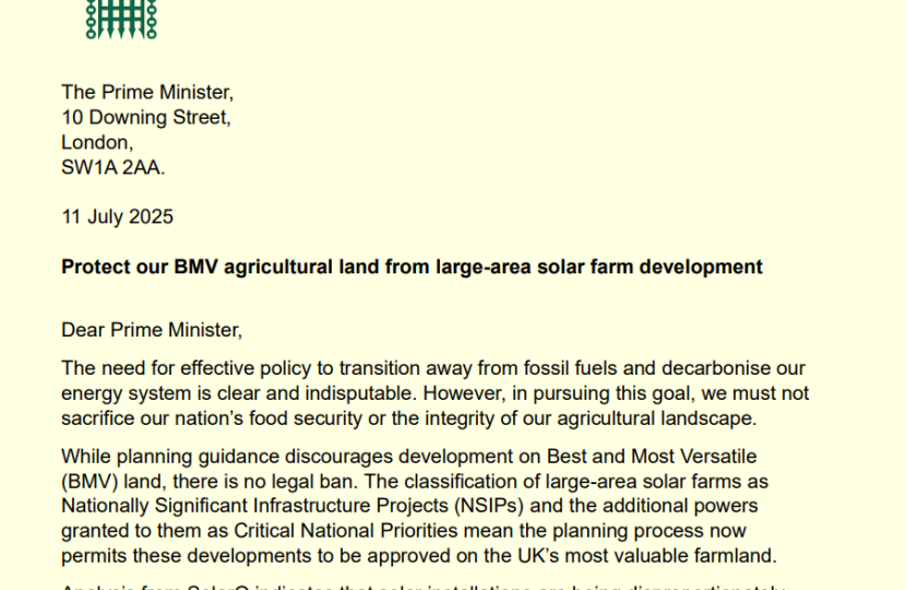 Solar farm joint letter to PM