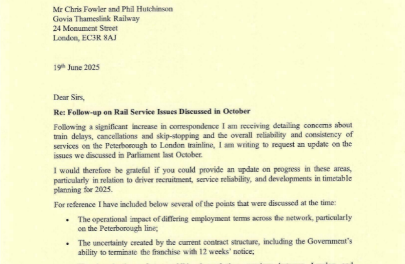 Letter to GTR June 2025