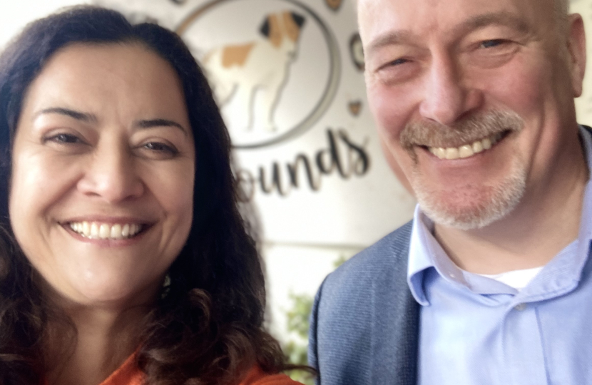 Richard Fuller MP with Michelle from Love Hounds