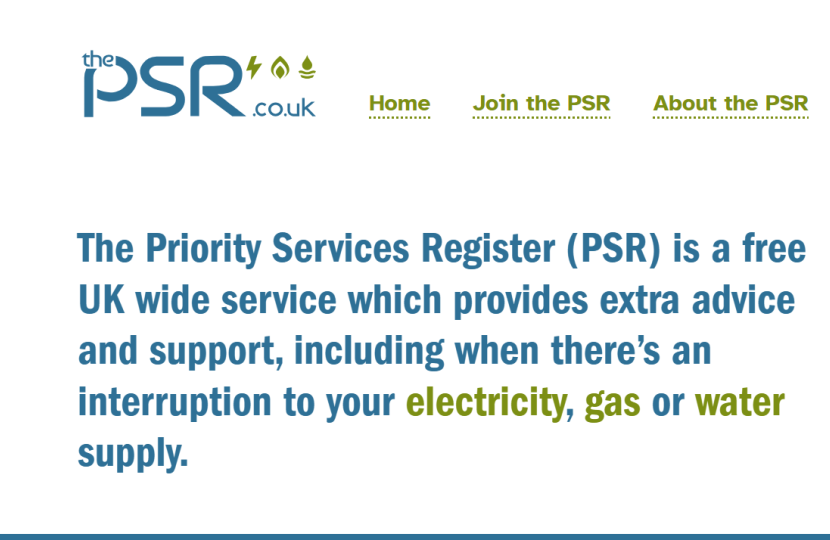 Screenshot of PSR homepage