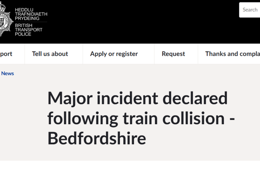 Screenshot of British Transport Police news page