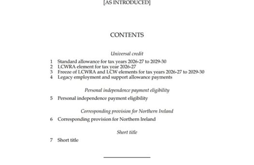 Image of the Universal Credit and Personal Independence Payments Bill