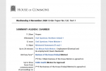 HoC order paper 4 Nov 2020