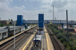 Biggleswade Railway station with new ramps, footbridge and lift shafts