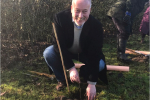 RF planting silver birch at Leslie Sell Centre