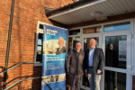 Richard with Northill Councillor outside Moggerhanger Village Hall