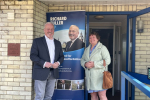 Photo of Richard with Cllr Nicky Gribble outside Ravensden Village Hall