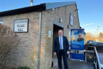 Richard outside Sharnbrook Village Hall