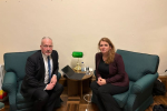 Richard Fuller with  Minister for Local Government, Alison McGovern discussing Cleat Hill