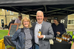 Richard Fuller with Alison Foster at the Harrold Calvados Society Stand