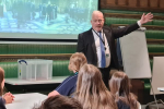 Richard Fuller MP talking to students in Parliament from Edward Peake School Biggleswade 