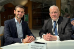 Richard Fuller MP with Adam Wilkinson of Link discussing banking hubs