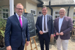 Shadow Chancellor, Mel Stride MP in Bedfordshire with Richard Fuller MP and Blake Stephenson MP