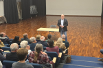 Richard Fuller MP addressing residents at Keysoe Town Hall