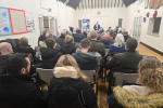 Richard speaking at Willington Town Hall meeting in January 2026