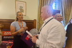 Richard Fuller MP with Abi from Breast Cancer Now at a drop-in event in Parliament