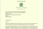 Image of Richard Fuller's letter to PCC John Tizard