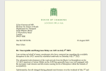 Image of Richard Fuller MP's letter to the Roads Minister about A421 delays in July