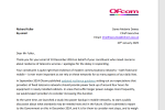 Image of letter from OFCOM to Richard Fuller MP on Digital Voice transition