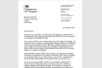 Image of Rail Minister's reply on environmental protections in EWR