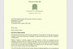 Image of letter to the SoS re A1 and A421