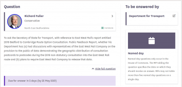 Named Day Question EWR