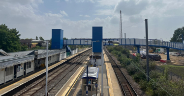 Biggleswade Railway station with new ramps, footbridge and lift shafts
