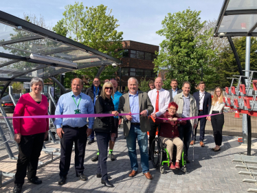 Richard opening new secure cycle hub at Biggleswade Station