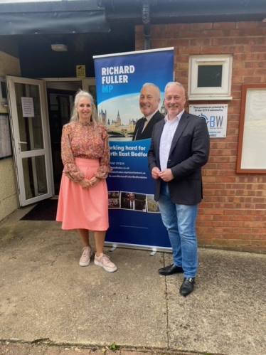 Richard at Wyboston Village hall drop-in surgery with Cllr Julie Cox