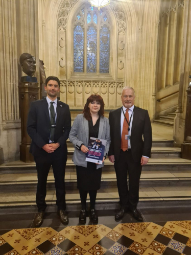 Richard with young carer Sian and Dominic from the Young Carers Trust