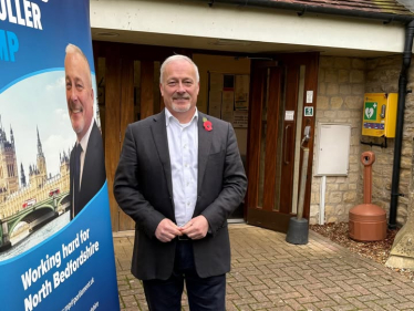 Richard outside Stagsden Village Hall