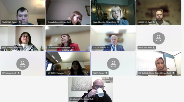 Screenshot of online meeting with Kinship Carers Beds