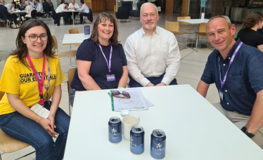 Richard Fuller MP with Sarah Broughton and Graham Moore from Bedford Foodbank, along with Rhiannon from the Trussell Trust