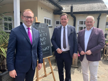 Shadow Chancellor, Mel Stride MP in Bedfordshire with Richard Fuller MP and Blake Stephenson MP