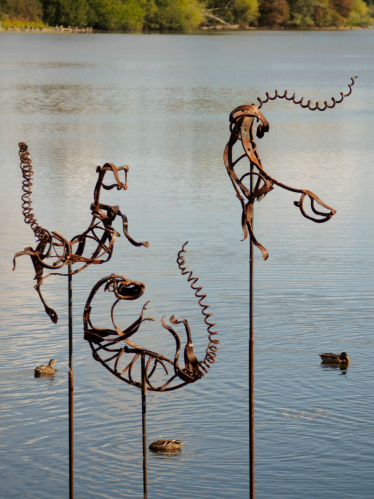 Raft of Otters Sculpture at Harrold Odell Country Park