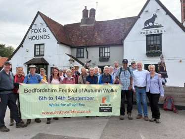 Richard with walkers in Riseley before they set off