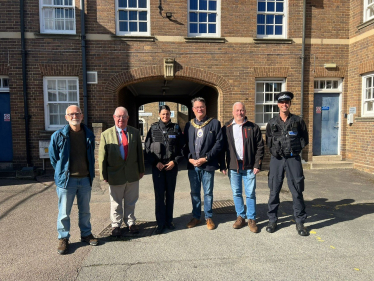 Richard Fuller MP with PCC, local policing team, Mayor and Deputy Mayor in Biggleswade