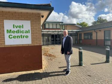 Richard Fuller MP outside Ivel Medical Centre