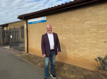 Richard Fuller MP outside Sandy Health Centre