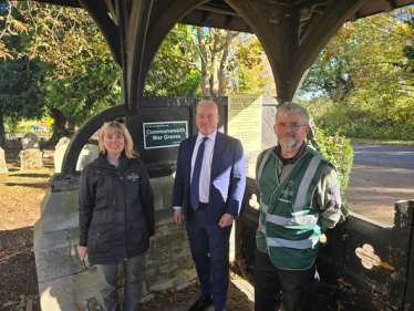 Richard Fuller MP on a tour of war graves at Kempston Cemetery in Kempston Rural