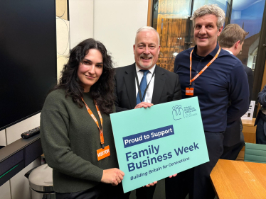 Richard Fuller MP with Sarah and Chris at Family Business UK event