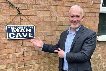 Richard Fuller MP at Sharnbrook Man Cave. 