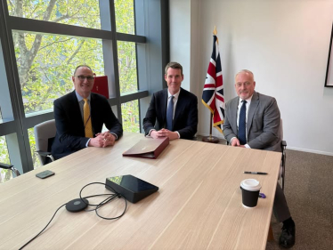Richard Fuller MP with Matthew Pennycook MP and Ian Sollom MP discussing Tempsford