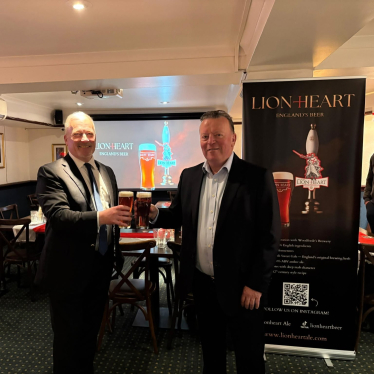 Richard Fuller MP with Nigel McNally MD of Brookfield Drinks in Sharnbrook