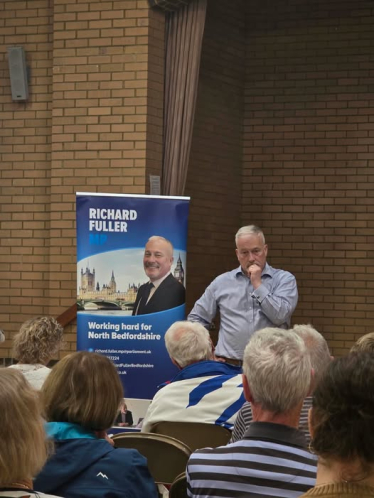 Richard at Great Barford town Hall meeting in Aug 2026
