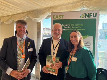 Richard Fuller MP with Zoe Leach the NFU East Director and Chair of the NFU National Horticulture and Potatoes Board, Martin Emmett
