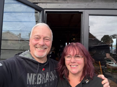 Richard with Caroline Broadbent at Biggleswade veterans breakfast