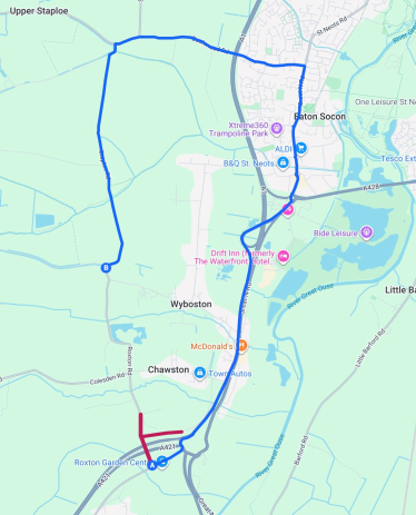 Roxton Road and Baron Way Overnight Closures Diversion Map