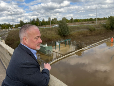 Richard at the A421 when it flooded last year